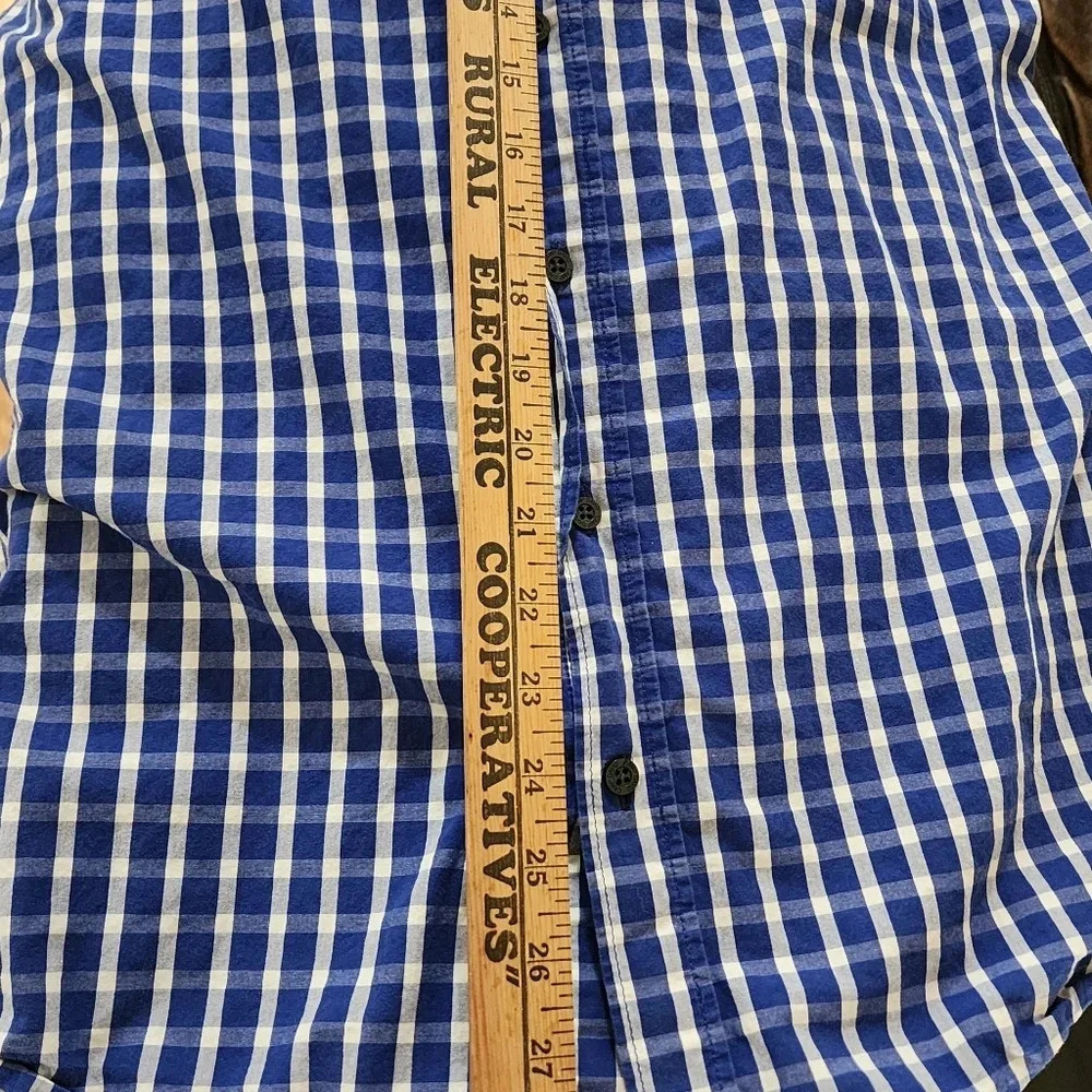 Camp David Nautical Button Down Shirt Men's Small Plaid Blue White Long Sleeve - Picture 5 of 7